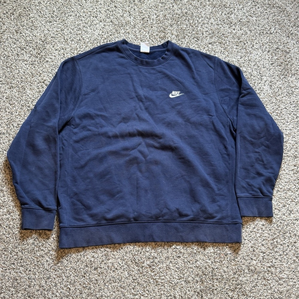 Nike Navy Blue Crewneck Sweatshirt with White Logo